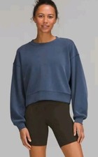 Lululemon Perfectly Oversized Cropped Crew Softstreme Blue Sweatshirt Size 6