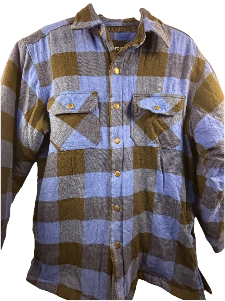 CAMISA DE FRANELA ESTOICA ~ PARA HOMBRE Mediana ~ ALGODÓN ABOTONADA Forrada/Aislada Foto 2 de 4