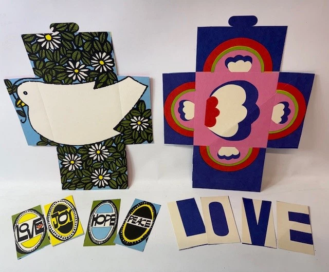 Hojas de papelería vintage de arte pop plegable a nota años 60, 7 diseños en total de 28 Foto 2 de 4