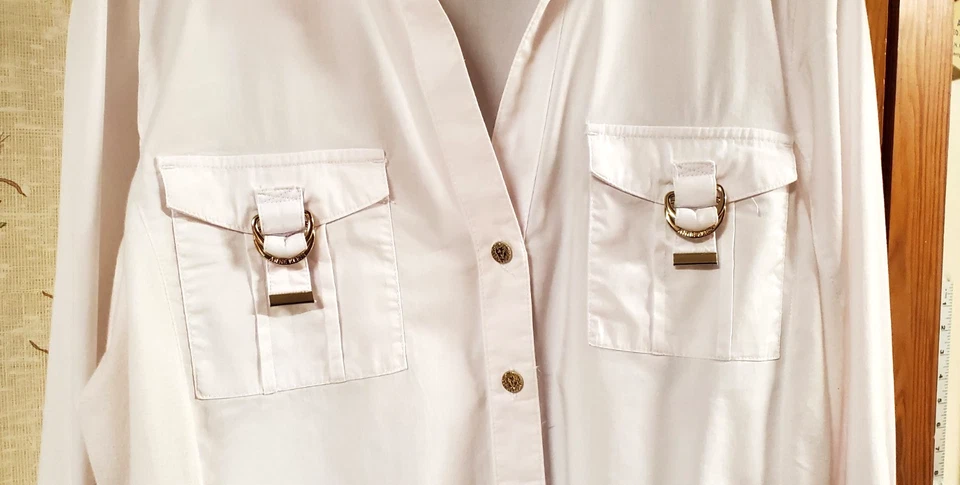 Camisa Blusa Blanca ANNE KLEIN - Elástica - Talla 1X Foto 3 de 4