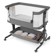 Baby Bassinet Bedside Sleeper w/6-Level Adjustable Height 3-in-1 design