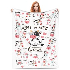 Cute Cow Pattern Flannel Throw Blanket Soft Cozy Sofa Couch Camping 60x50 Inch