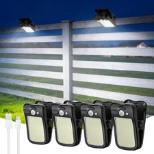 4PACK Clip on Solar Motion Sensor Lights Outdoor Waterproof, Solar Fence Lights