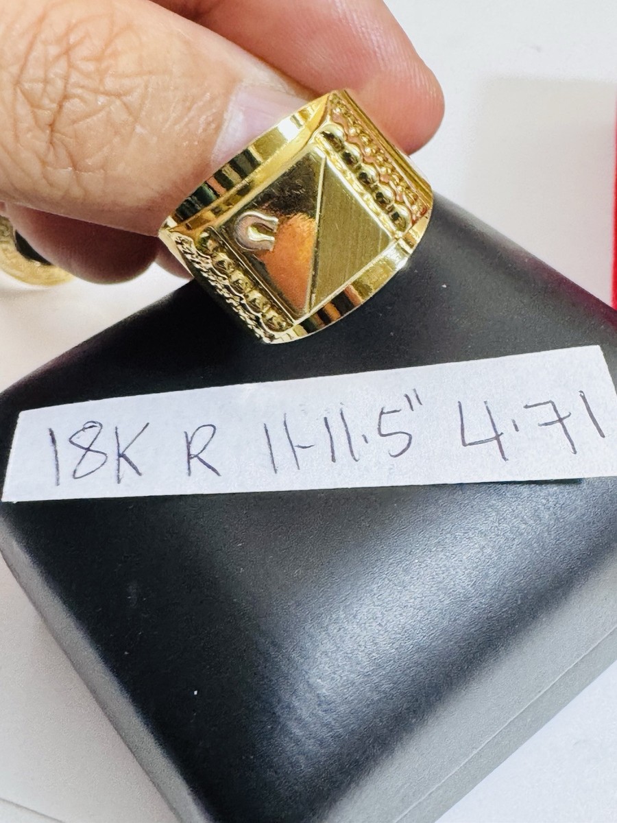 Real 18K 18C 750 Geniune Saudi Gold Mens Horseshoe Ring Fits