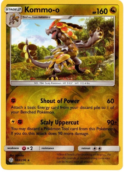 Pokemon Card - S&M: Cosmic Eclipse 163/236 - KOMMO-O (reverse holo) - NM/Mint
