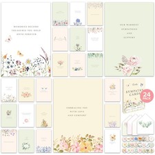24 Pack 4x6in Minimalist Box of Sympathy Cards with Envelopes and Stickers, 24 U