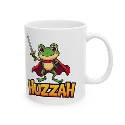 Funny Frog Coffee Cup Huzzah Hero Frog Gift Mug for Gamers or Fans