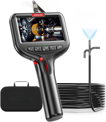 Articulating Borescope Camera with Screen, 2-Way Flexible Endoscope Camera with 