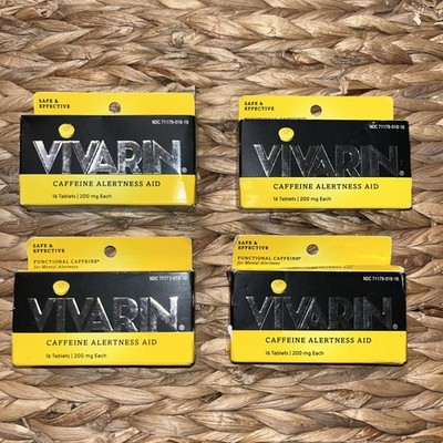 4 Boxes VIVARIN Caffeine Pills 200mg Caffeine per Dose 64 Tablets Exp 8/25