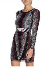 NWT! Aidan Mattox Long Sleeve Beaded Sheath Dress