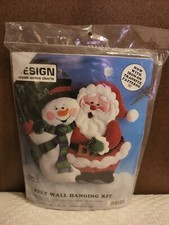 Vintage DESIGN WORKS Felt Wall Hanging Kit SANTA  SNOWMAN Sealed 17  x17  
