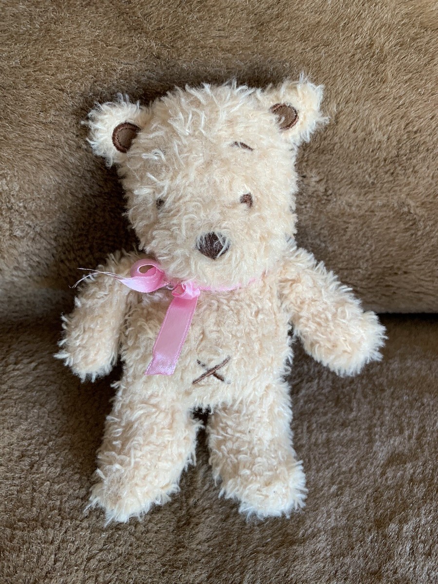 Tesco Cuddle Me Beige Fluffy Teddy Bear X Tummy 17cm Soft Beanie