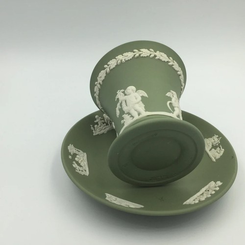 Wedgwood Green Jasperware White Relief Seasons Sage Green Jasper Vase with Dish - Bild 3 von 4