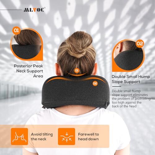Ultra-Comfort 100% Memory Foam Travel Neck Pillow in Black  