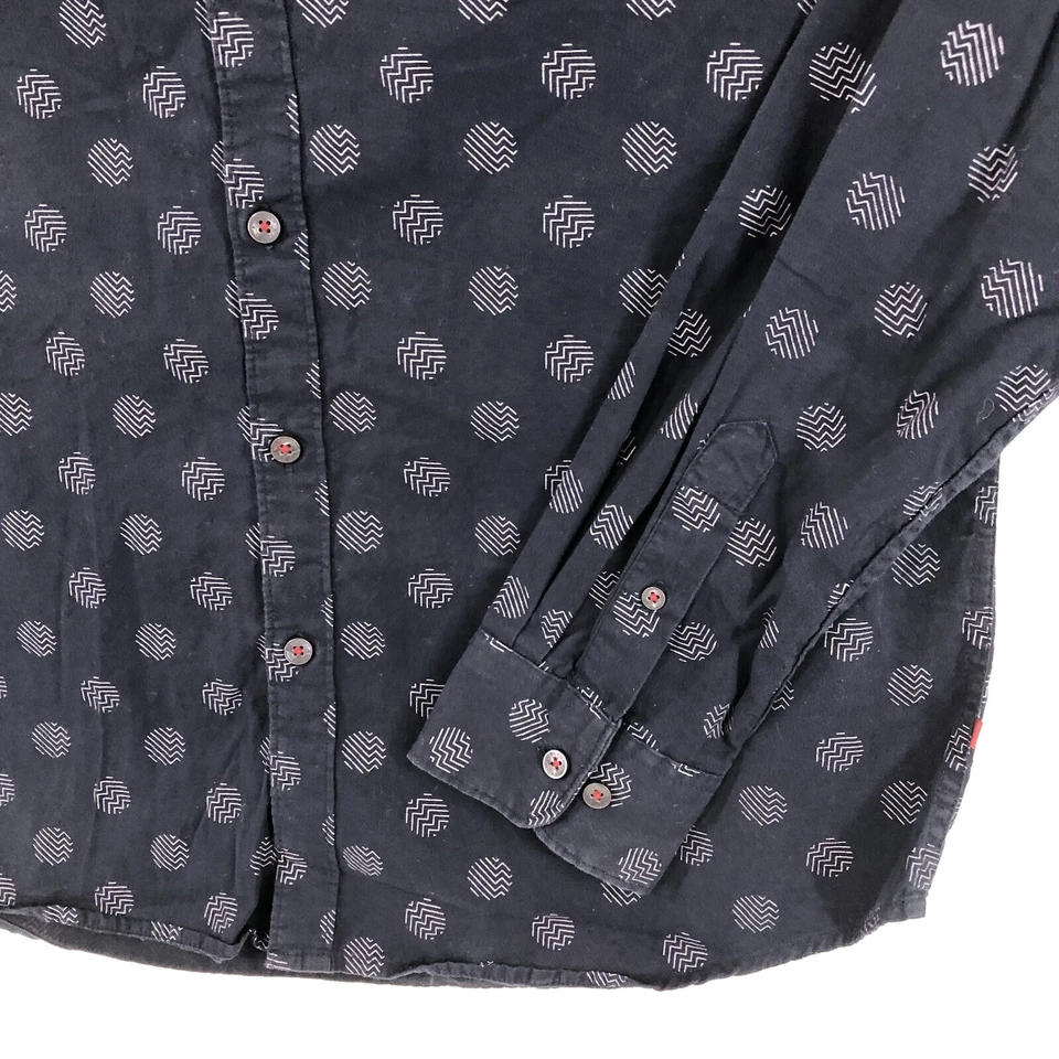 Vaquero y camisa de flores para hombre L Blue Polka Dot Slim Fit de manga larga con botones casual Foto 3 de 4