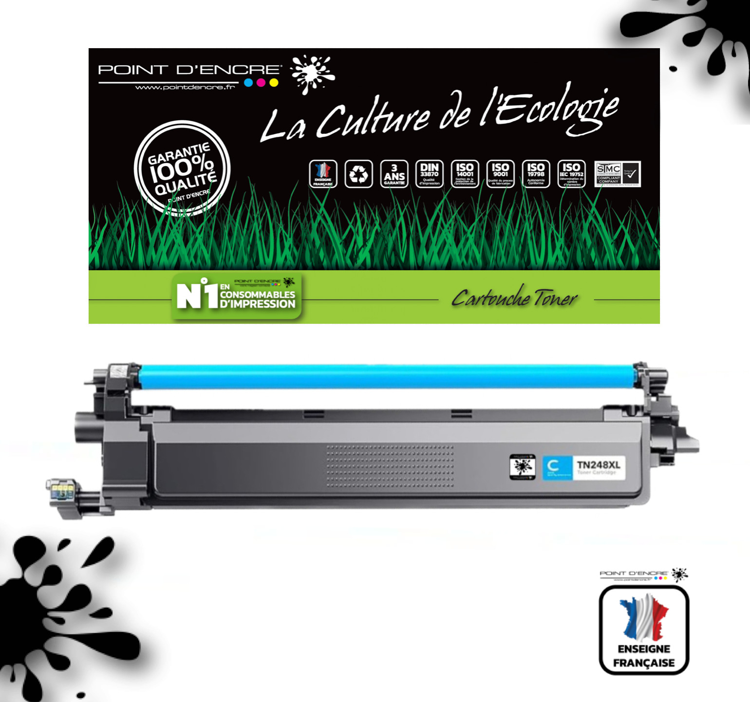 Toner TN248XL Cyan pour impression laser professionnelle Brother XL
