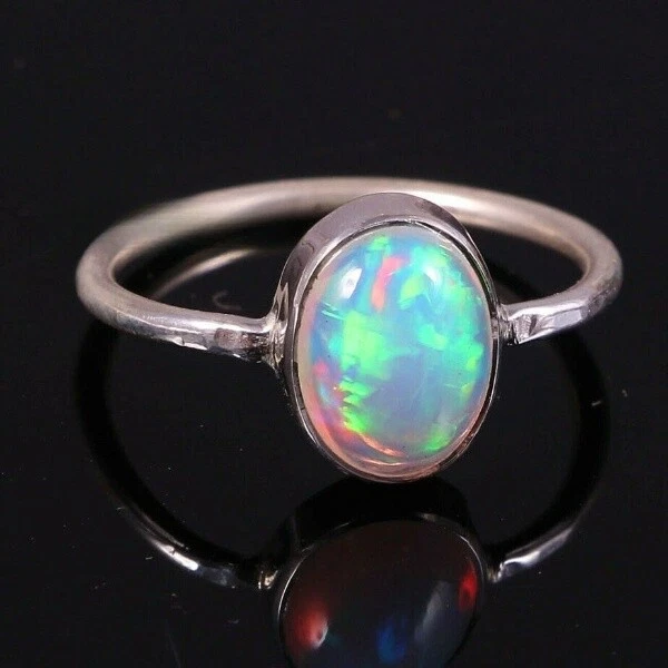 Opal Solid 925 Sterling Silver Statement Handmade Women Gift Ring, All Size M393 - Image 3 of 4