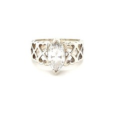 Cut-Out Hearts Marquis Cz Sterling Silver 925 Ring