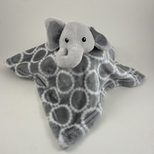 HB BABY ELEPHANT GREY WHITE CIRCLE SECURITY BLANKET STUFFED ANIMAL PLUSH SOFT
