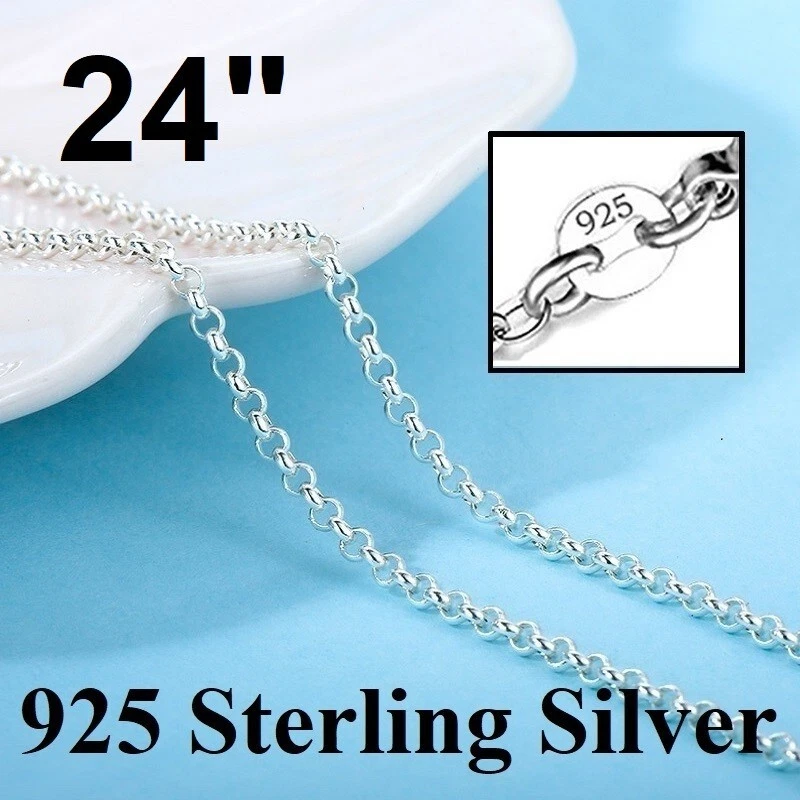 925 Sterling Silver Womens 24" Amethyst Gemstone 24" Pendant Necklace D348 - Image 3 of 4