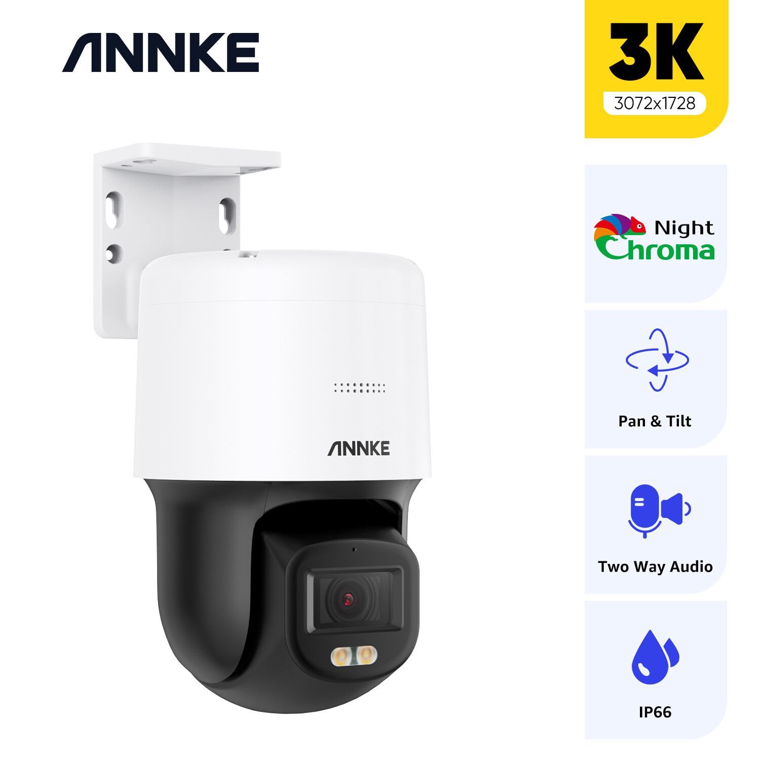 ANNKE 3K 5MP PTZ IP PoE Security Camera Outdoor Full Color Night