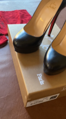 Christian Louboutin Bianca 140 Black Leather Pump Platform Heels