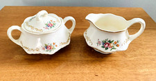 Vintage Homer Laughlin Cremer Sugar Bowl with Lid Set Made in USA 1940's