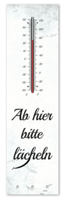 Kult-Thermometer + Schlüsselhalter - Ab hier lächeln - Alu Innen+Aussen T004