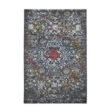 6'1" x 9'2" Black Transitional Agra Design Wool and Silk Hand Knotted Rug R80969