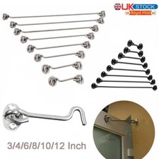 Stainless Steel Cabin Hook and Eye Latch Lock Shed Door Gate Silent Holder Black