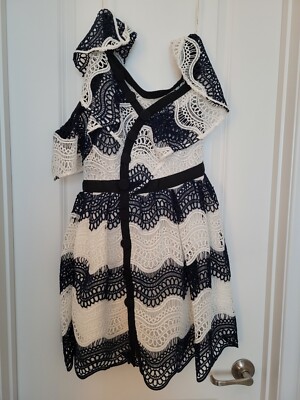 NWT Self-Portrait Wave Lace Frill One-Shoulder Mini Dress US Size 6 | eBay NWT Self-Portrait Wave Lace Frill One-Shoulder Mini Dress US Size 6 | eBay