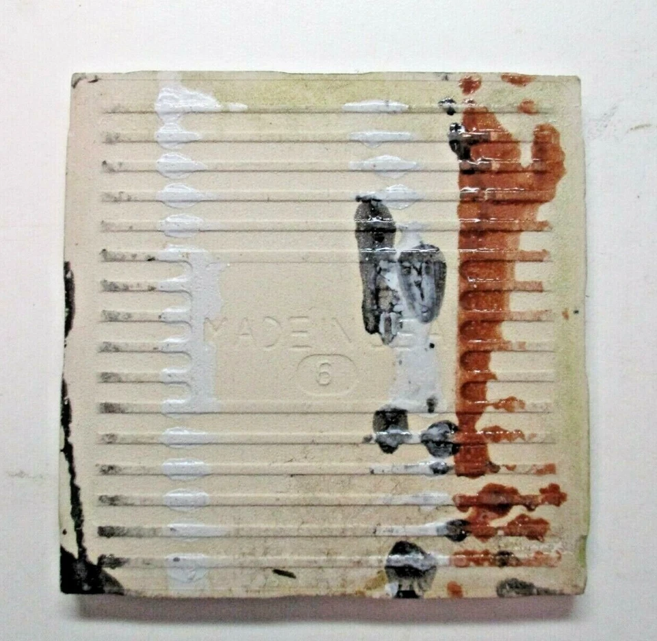 1 Azulejo Intercerámico 4-1/4"sq Marrón Satinado Motas en Pared Arrugada Gris Pálido MCM Foto 2 de 4