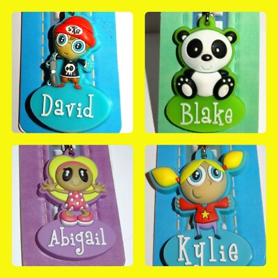 Zipper Pulls Kids Name Tag Zipper Pals ID Charm Backpack Bag Choose Name NWT