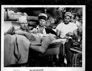 SUPER RARE!! 8X10 1954 ORIG "HELL AND HIGH WATER" Richard Widmark Bella Darvi