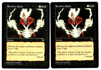 Reckless Spite 1997 MTG Tempest Black Uncommon Instant LP  X 2