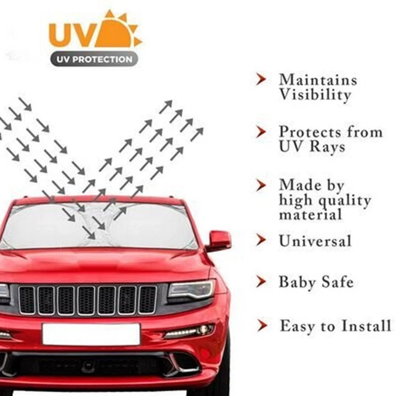Foldable Car Windshield Front Window Sun Shade Cover Visor Block UV Protector - Image 3 of 4