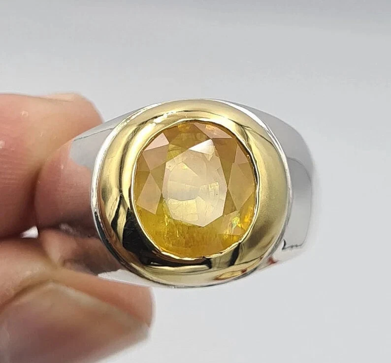 Yellow sapphire ring 2024 design for man