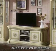 The Versace Design Rossella Italian Large Plasma TV Cabinet Cream/Gold Classic