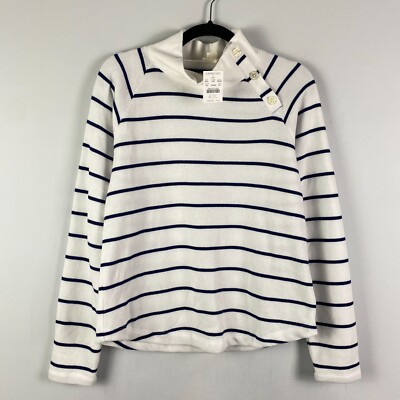 J. Crew Crewcuts Girls' wide button-collar pullover sweatshirt XXL Navy Stripe
