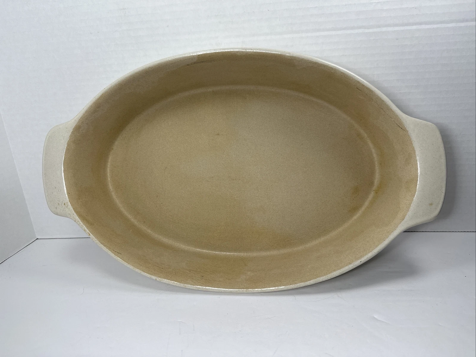 Pampered Chef Large 12x8 Oval French Vanilla Baker Stone 1300 12in