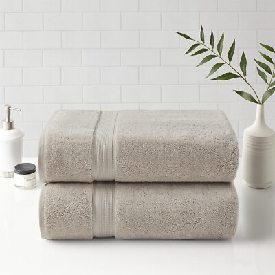 PAIR Madison Park Signature 800 GSM Cotton Bath Towels Natural 30x54 Spa Quality