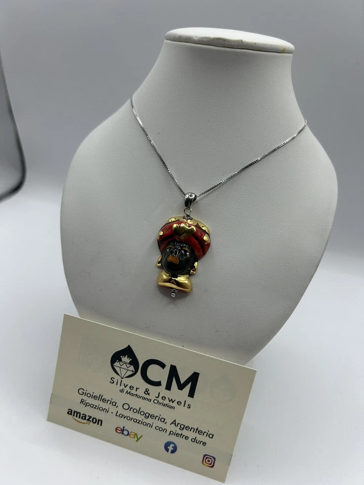 Collana in argento con pendente in ceramica è oro zecchino - Immagine 2 di 3