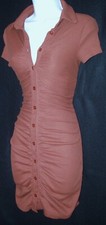 SHEIN WOMEN'S SEXY FULL BUTTON FRONT COLLARED BROWN DRESS STRETCHY SIZE S NWOT