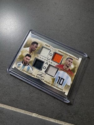 2022-23 LEAF ULTIMATE PELE/RONALDO/MESSI MARADONA Game used QUAD /30