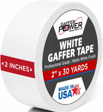 White Gaffer Tape 2 Inch X 30 Yards, Pro Grade Made in USA, Residue-Free Removal