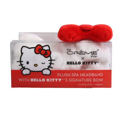 New The Creme Shop x Hello Kitty Signature Red Bow White Plush Spa Headband Cute