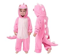 Spooktacular Halloween Pink Dinosaur Dragon Hooded Jumpsuit Costume 12-18 Months