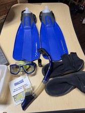 TUSA Liberator X-Ten SF-5000 Blue Fins M Scuba Diving Snorkel TITOS MASK, BAG