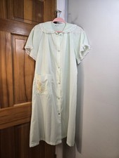 Vintage Merville Embroidered Lace Housecoat Mint Green Sz M