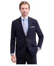 Michael Kors Mens Classic fit Sport Coat Blazer 46 R Navy Blue Striped Wool